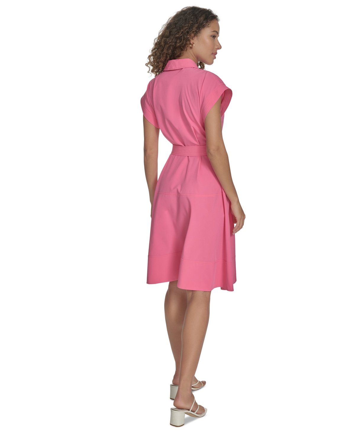 Calvin Klein Women's Belted Cap-sleeve Commuter Dress