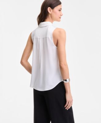 Women's Printed Button-Down Sleeveless Blouse, XS-P/XL, Exclusively at Macy's