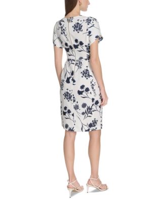 Calvin Klein Women's Floral-Print Tulip-Sleeve Sheath Dress - Macy's