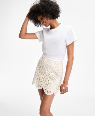 Women's Sequin Crochet Mini Skirt, Exclusively at Macy's