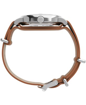 Men's Analog Brown Leather Strap Watch, 40mm