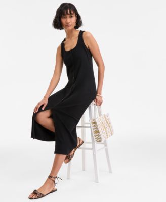 Women's Rib-Knit Button Down Midi Dress, Exclusively at Macy's