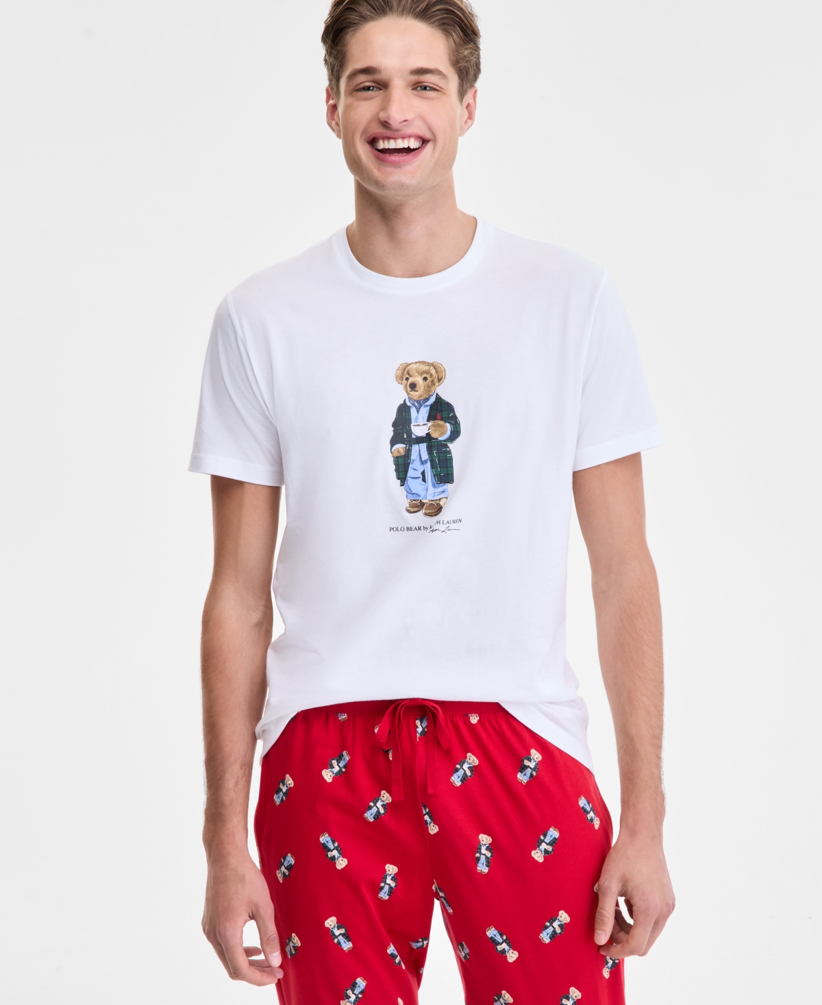 Polo Ralph Lauren Men's Polo Bear Jogger Pajama Set, Exclusively At Macy's In Red