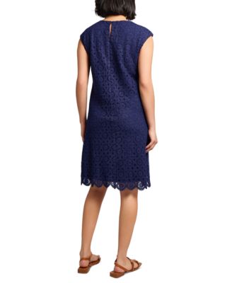 Женское кружевное платье миди с откидным верхом и длинными рукавами в стиле медальон от Jones New York для женщин