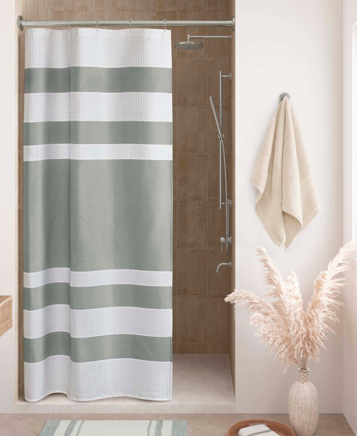 Madison Park Spa Waffle 3m-scotchgard Shower Curtain, 36" X 72" In Grey