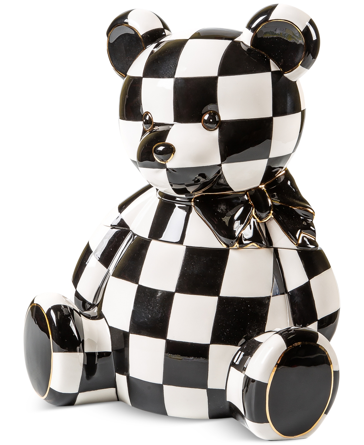 Mackenzie-childs Courtly Check Bear Ceramic Cookie Jar In No Color