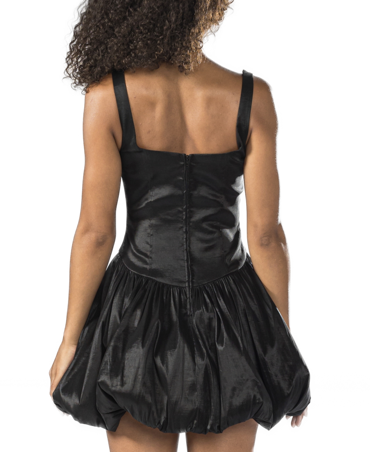 Alex & Sophia Juniors' Square-neck Bubble-hem Sleeveless Fit & Flare Dress In Black