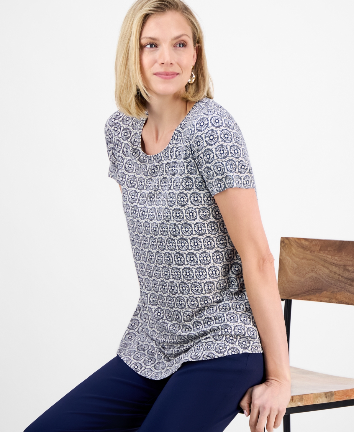 Jm Collection Women's Printed Scoop-neck Knit Top, Exclusively At Macy's In Multi