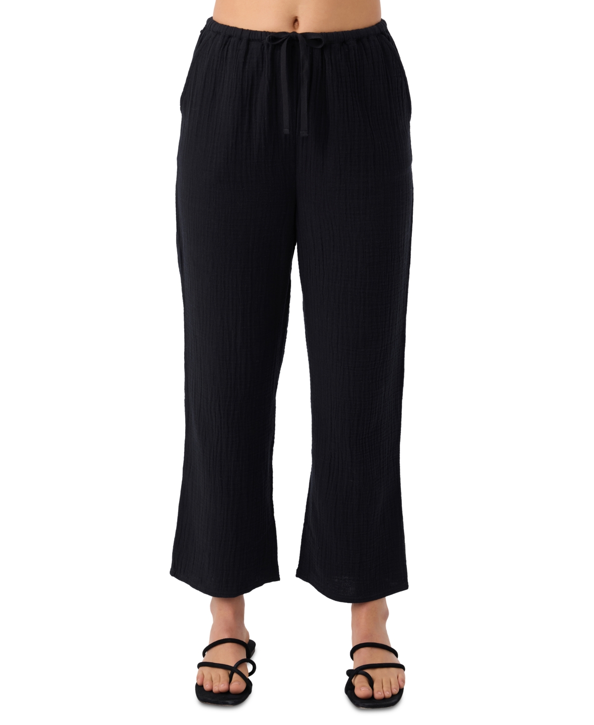 O'neill Juniors' Brenda Pull-on Cotton Crinkle Pants In Black