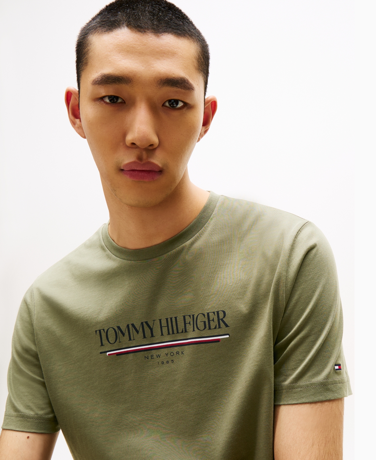 Tommy Hilfiger Tommy 1985 Stripe Logo T In Green