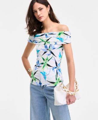 Women's Printed Off-The-Shoulder Top, Exclusively at Macy's