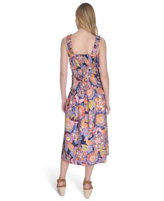 Женское миниатюрное хлопковое платье Eliza J с завышенной талией и цветочным принтом