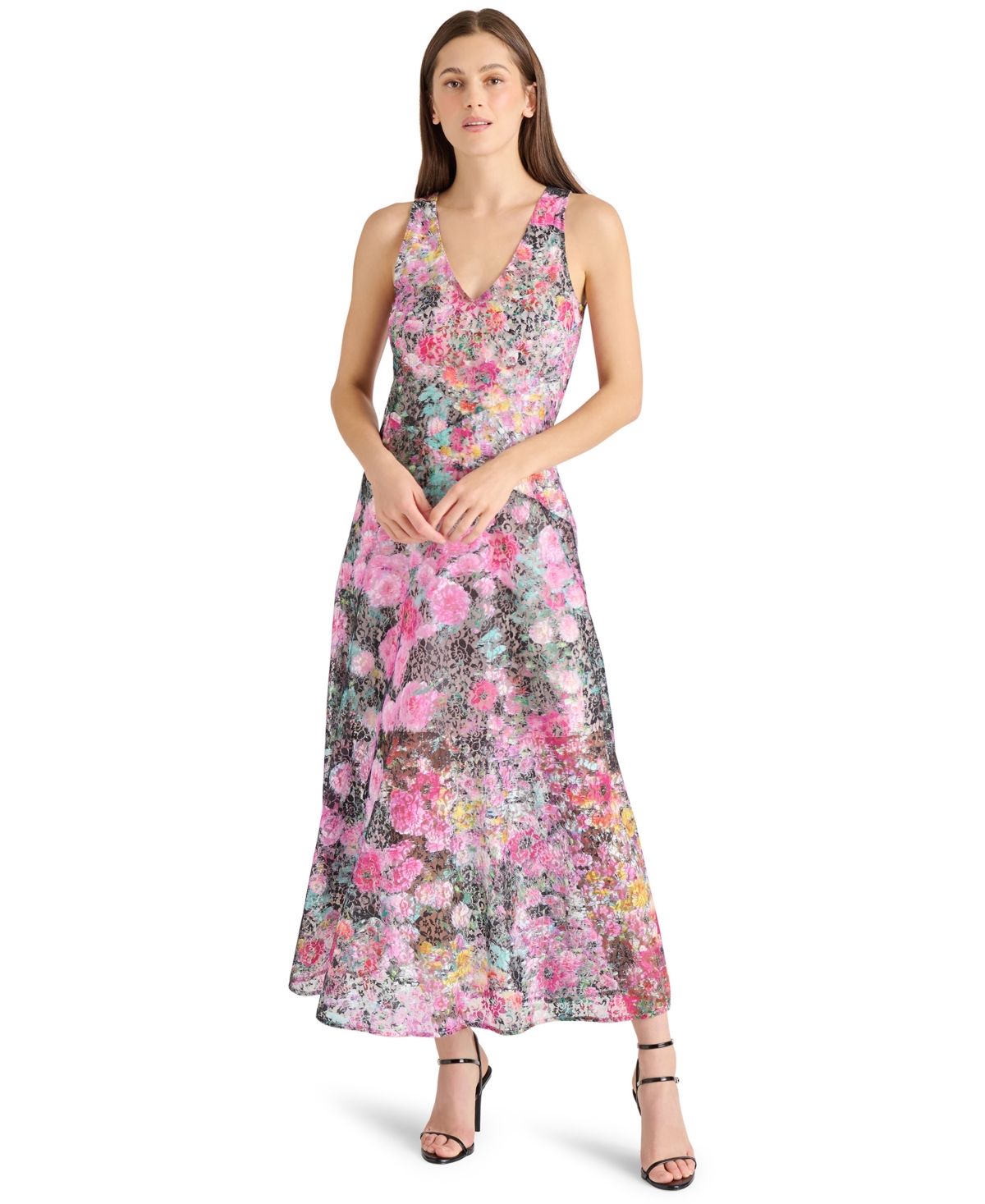 Steve Madden Women's Theo Printed Lace Sleeveless Dress In Black Multi