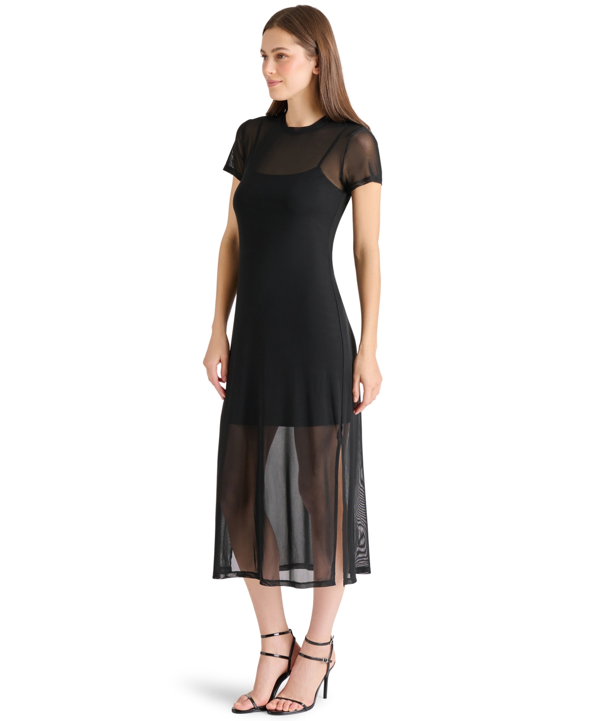 Steve Madden Women's Nola Mesh Midi Dress In Black