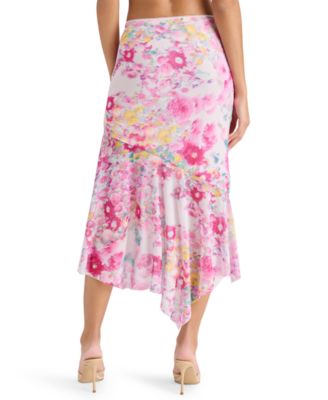 Женский топ без рукавов с носовым платком и цветочным принтом Steve Madden и асимметричная юбка миди с кружевным принтом