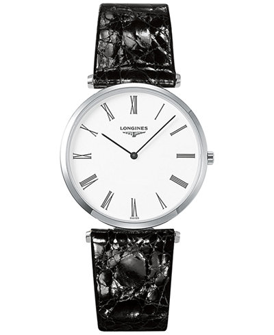 Longines Men's Swiss La Grande Classique De Longines Black Leather Strap Watch 36mm L47554112
