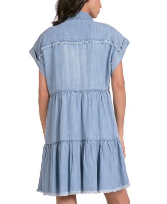 Женское многоярусное платье из шамбре Elan