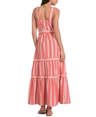 Женское многоярусное макси-платье Elan с поясом 