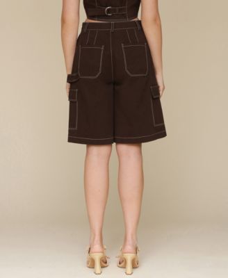 Женский укороченный топ с круглым вырезом и длинные шорты-карго от Avec Les Filles