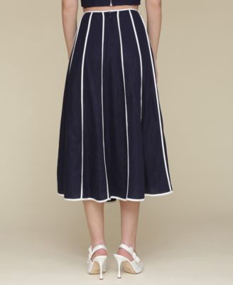 Женский укороченный топ из смеси льна с контрастной отделкой и юбка миди из смеси льна с контрастной отделкой от Avec Les Filles