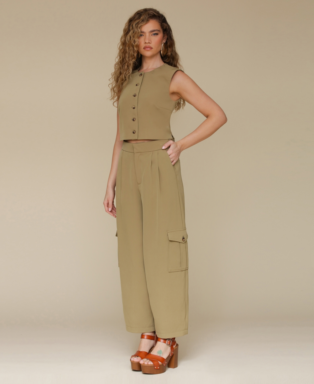 Avec Les Filles Barre Trouser In Olive