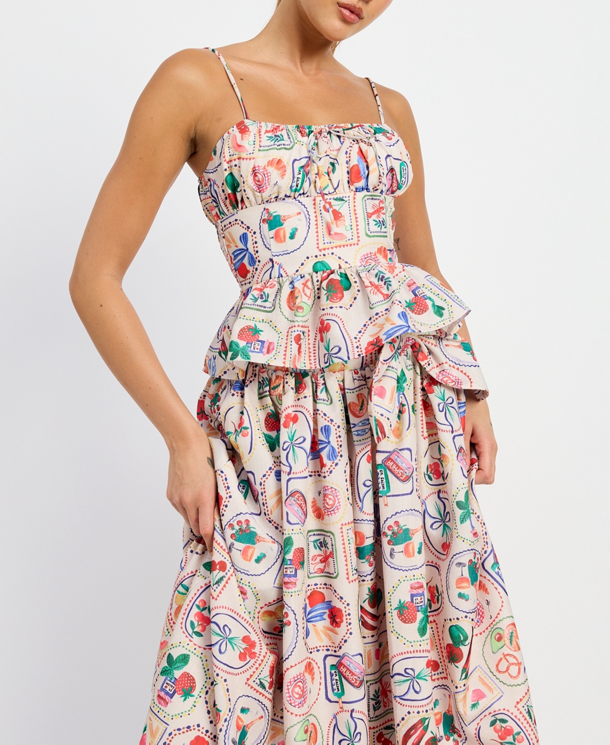 Women's Nayeli Printed Peplum Top - Linen Red Multi
