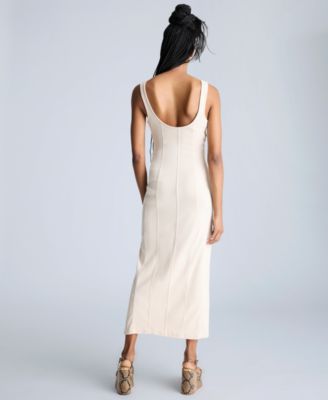 Women's Seamed Knit Bodycon Midi Dress