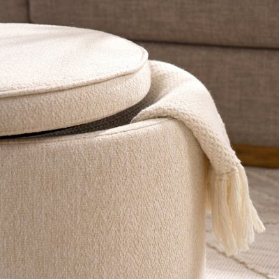 Streamdale Multi-Functional Ottoman with Drum Stool and Storage (Beige)