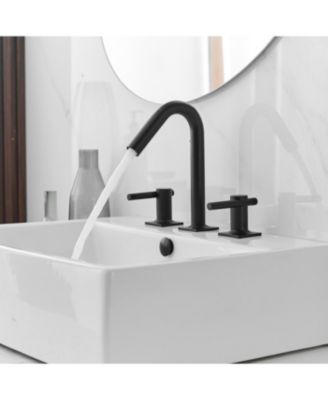 8 in. Widespread Double Handle High-Arc Bathroom Faucet Water-Saving With Drain Kit In Brushed Nickel