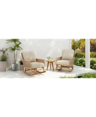 Streamdale Modern 3-piece outdoor set, rocking chairs, table, beige cushions