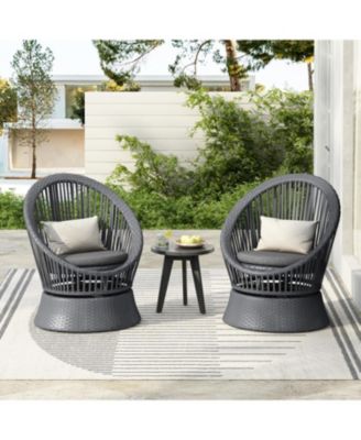 Streamdale Gray swivel wicker lounge chairs (set of 2), Modern, rattan/iron frame