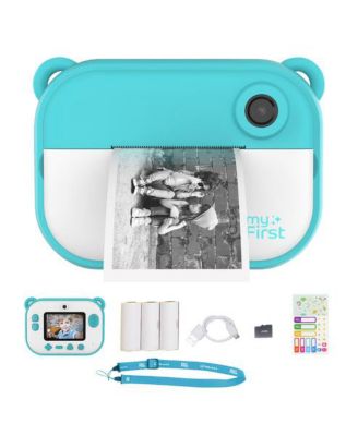 Insta 2 (Blue) Kids Instant Print Camera, 12MP Photos, 1080P Video, Front & Selfie Lens, microSD Card & Neck Lanyard, Travel Camera, for Ages 3-12