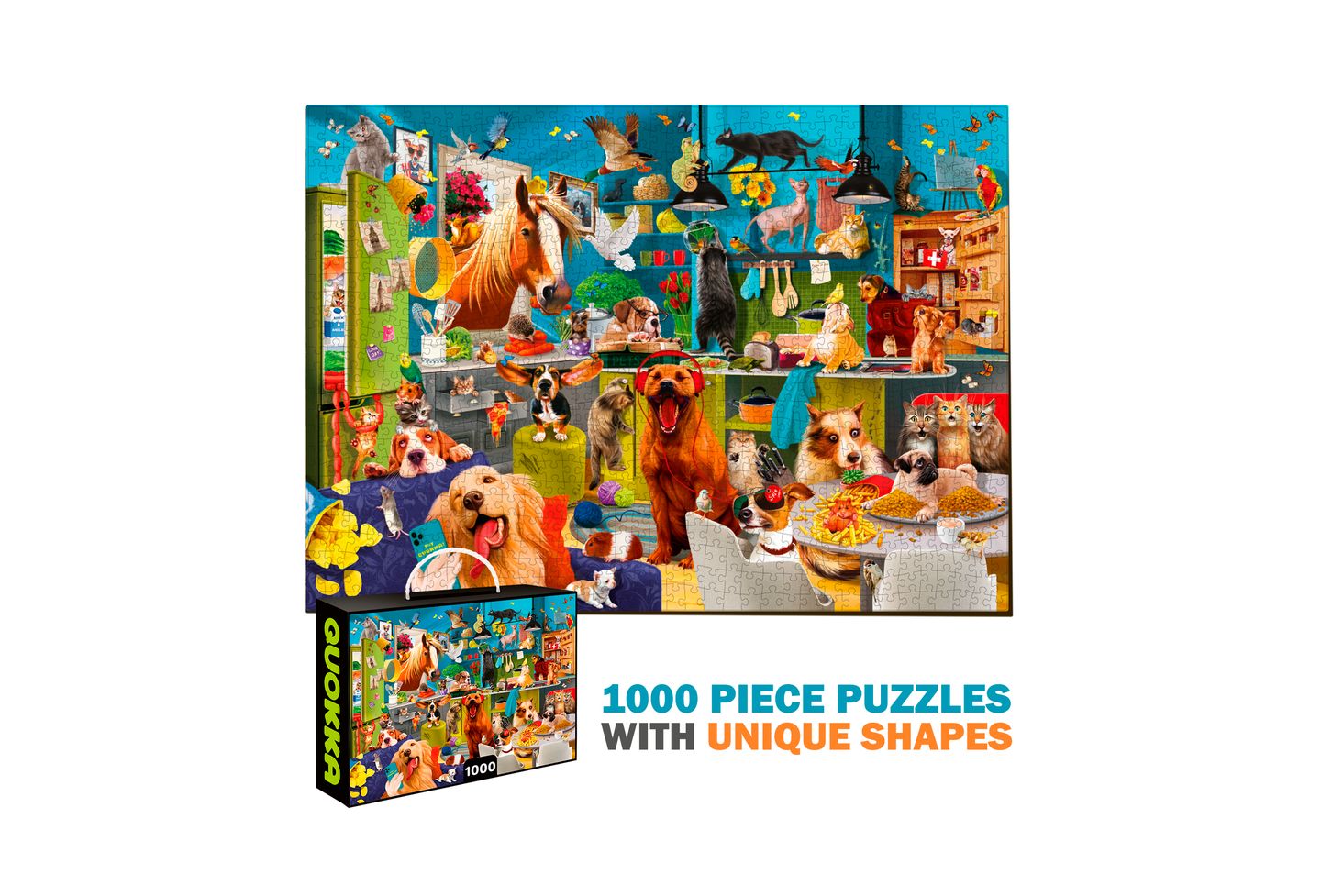 Детский пазл Quokka 1000 Pieces Jigsaw Puzzle, Ages 8+, цвет: 3 Set Animals — фото 2