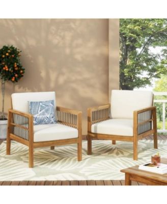 Streamdale Acacia club chairs (set of 2), Deep seating, soft beige cushions, teak finish