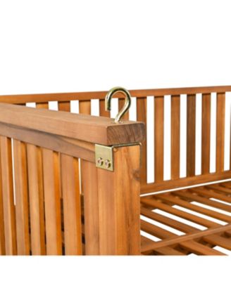 Streamdale Minimalist Twin Teak Garden Swing Bed, Safe Sloped Design