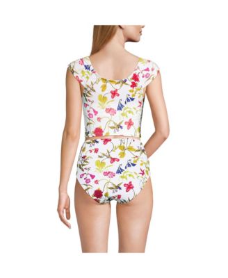 Women's Ruched Cap Sleeve Midkini Top