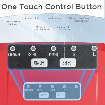 26Lbs Countertop Ice Maker, 9 Cubes in 8 Mins, Two Ice Size ,Self-Cleaning, with Scoop/Basket