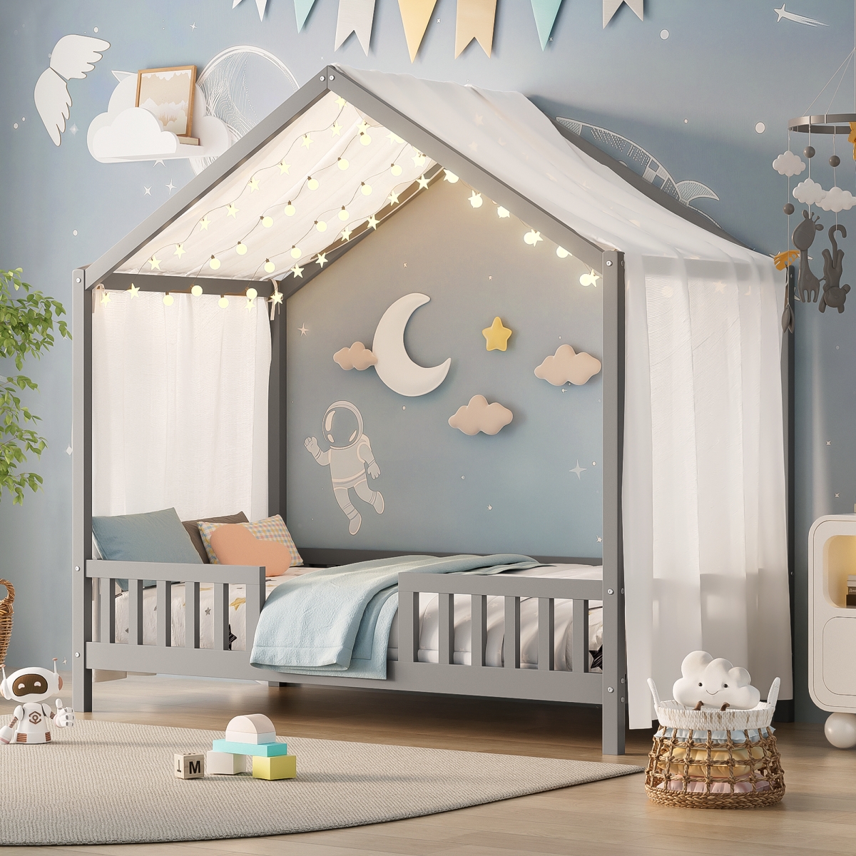 Streamdale Patio Rattan Set, Adjustable Table, Recliners, Ottomans - Grey