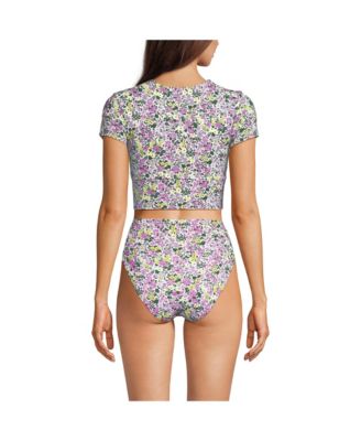 Женский топ-танкини с открытой спиной и короткими рукавами-капюш DDD-Cup от Lands' End для женщин