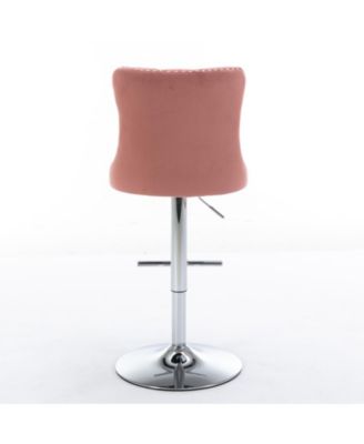 Set of 2 Adjustable Swivel Velvet Upholstered Bar Stools, Tufted, Chrome Base for Kitchen Island, Home Bar-The Pop Home
