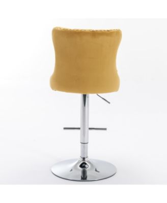 Set of 2 Adjustable Swivel Velvet Barstools with Tufted Back and Chrome Base for Kitchen Island, Home Bar & Pub