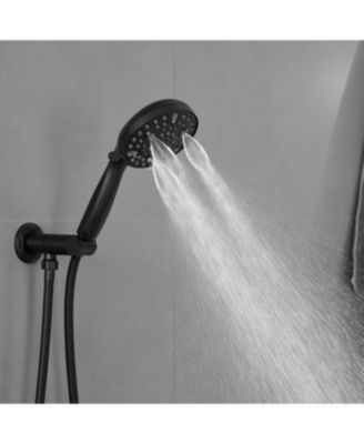 Single Handle 2-Spray Shower Faucet Set 1.8 GPM with Valve Dual Handheld Shower Head with High Pressure in Matte Black