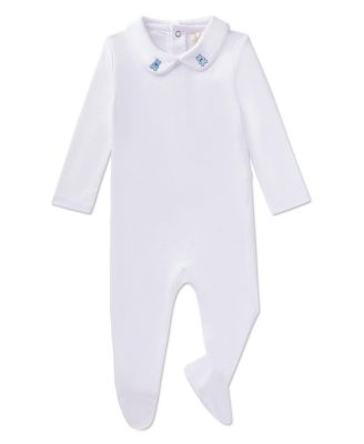 Baby Boys 3 Piece 100% Pima Footie Set with Peter Pan Collar and Teddy Bear Embroidery
