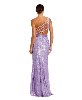 Женское кружевное платье Mac Duggal с драпировкой на одно плечо, расшитое блестками