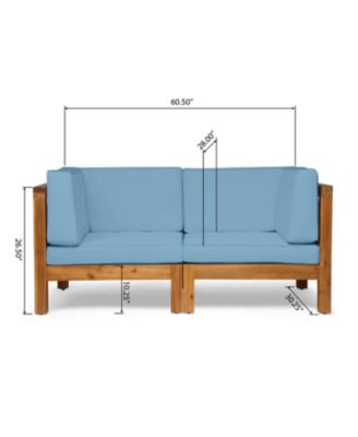 Streamdale Teak Finish Blue Outdoor Armchair Set