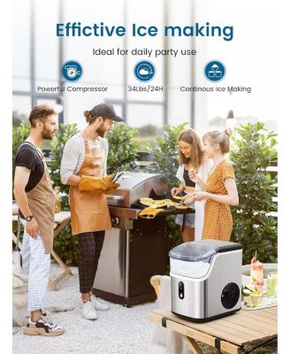 35lbs/Day,One-Click Operation,Self-Cleaning Countertop Nugget Ice Makers Ice Maker Machine