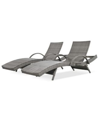 Streamdale 80" Wicker Chaise Lounge Set (2), Reclining, side table, adjustable, Grey