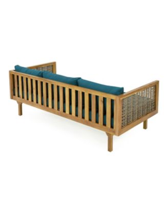 Streamdale Acacia Wood Outdoor Daybed with Rattan Armrests