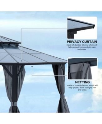 Streamdale 12'x16' Aluminum Gazebo, Polycarbonate Roof, Netting & Curtains