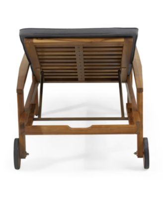 Streamdale Acacia Wood Adjustable Outdoor Chaise Lounge with Water-Resistant Cushion